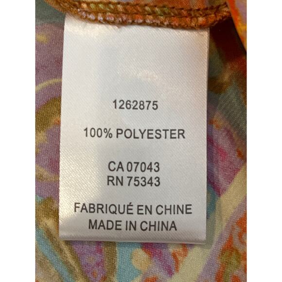 Rachel Zoe XS V Neck Goldish Brown Purple Geometric Print Blouse - Picture 5 of 7